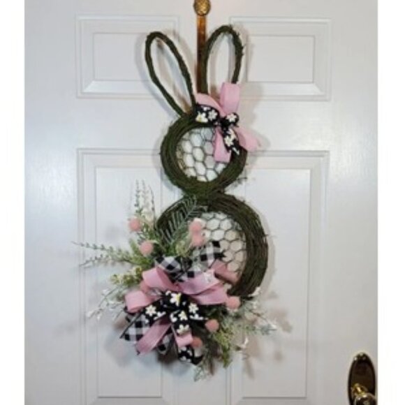 Mossy Grapevine Bunny Wreath, Mossy Rabbit Wreath, Spring Easter Bunny Wreath - Picture 9 of 9